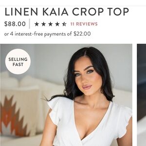 Elegant Linen Crop Top - White